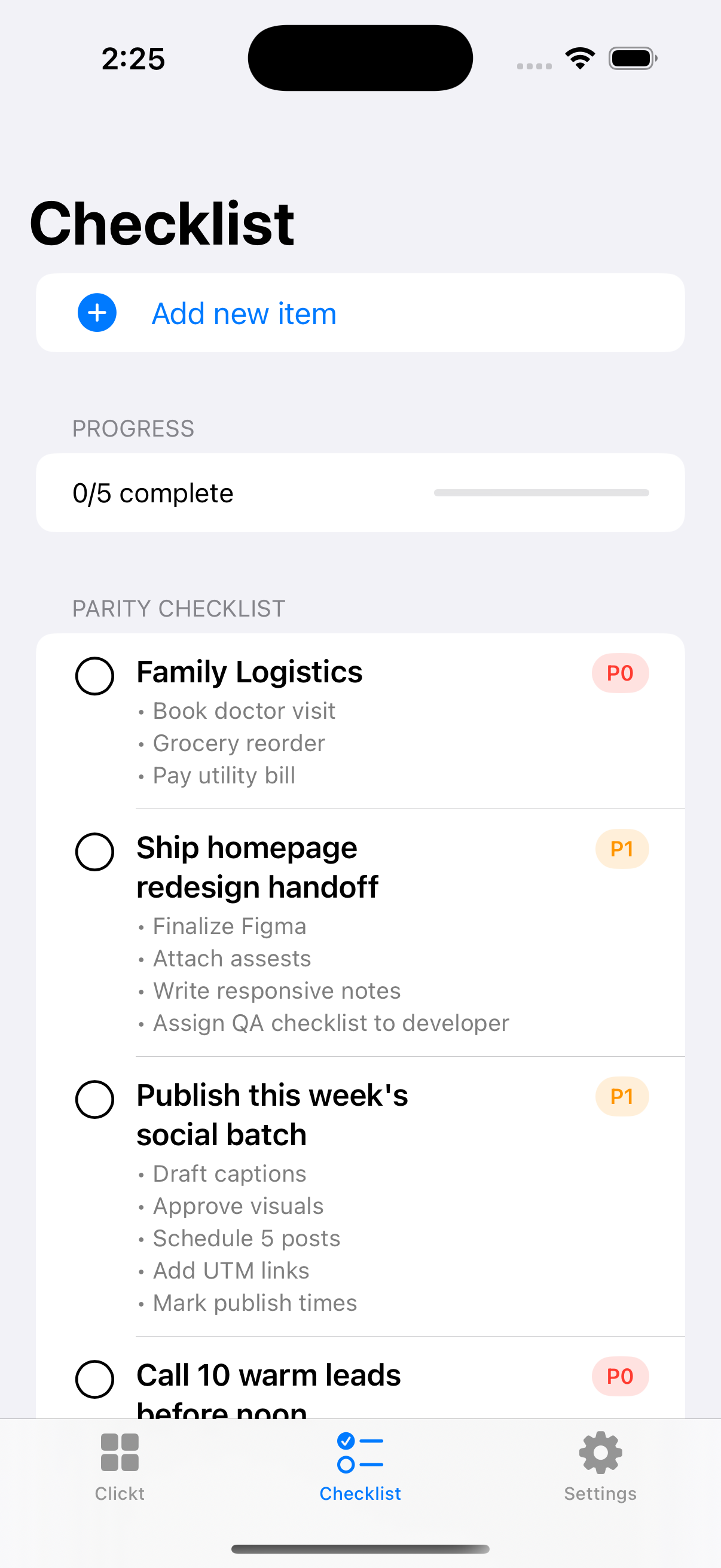 Checklist 1